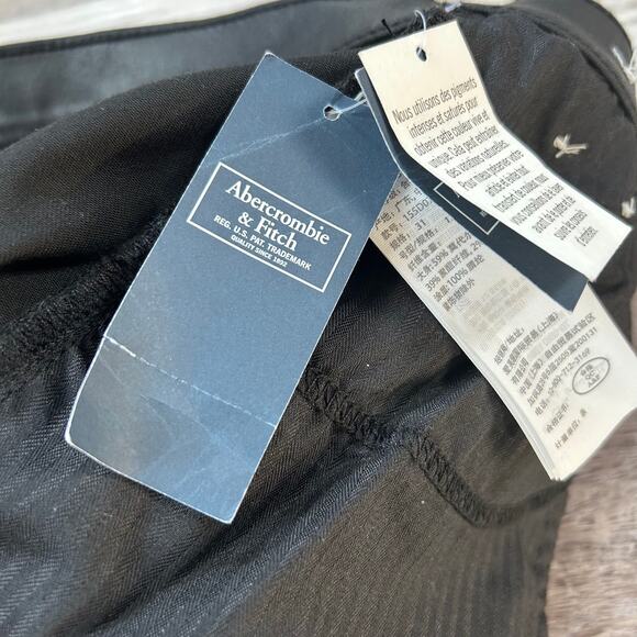 NWT Abercrombie Coated Black Straight Leg Jeans 31 12R Ultra High Rise - Picture 7 of 8